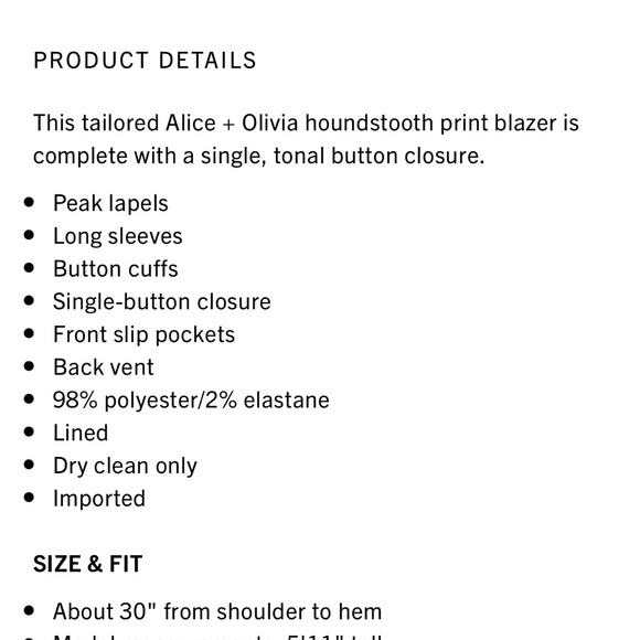 NWT Alice + Olivia Breann checkered black white houndstooth blazer jacket size 2 - Picture 9 of 15